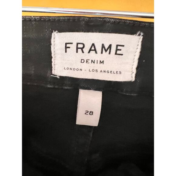 Frame Denim Cotton Blend High Waisted Le Mini Boot Jeans Black Women's Size 28 - Picture 4 of 8